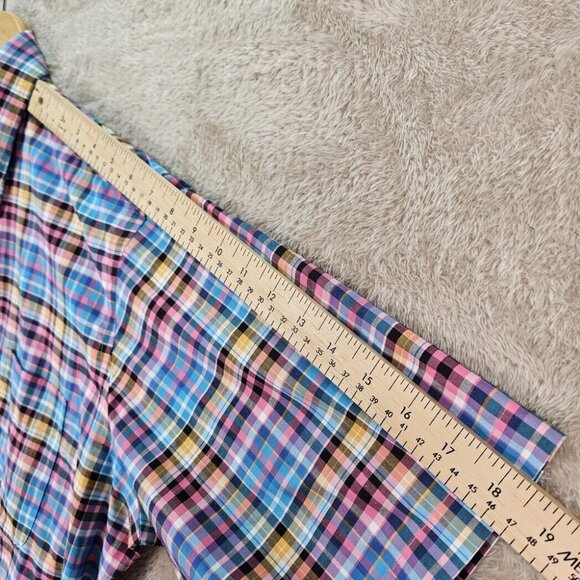 Bill & Blass Plaid Shirt Non Iron Button-Down Colorful Checkered Pattern Mens L - Picture 6 of 10